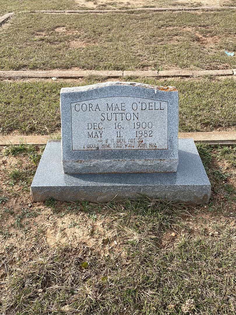 Cora Mae O'Dell Sutton's grave. Photo 1