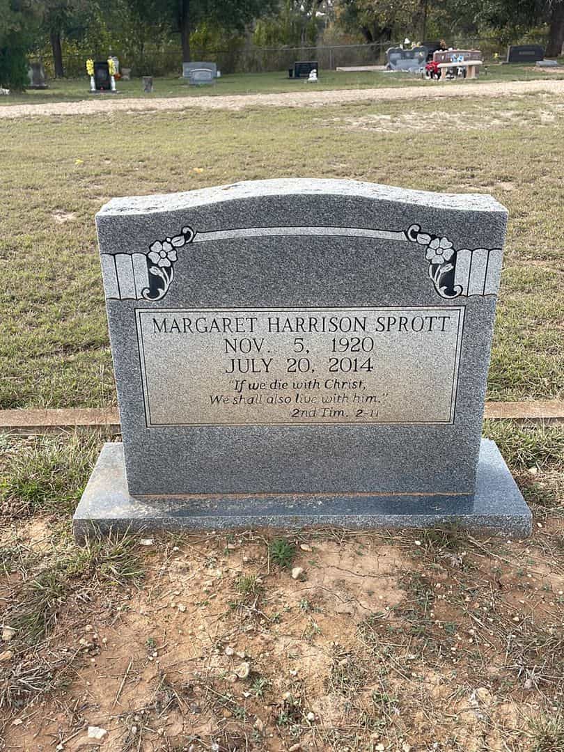 Margaret Harrison Sprott's grave. Photo 1