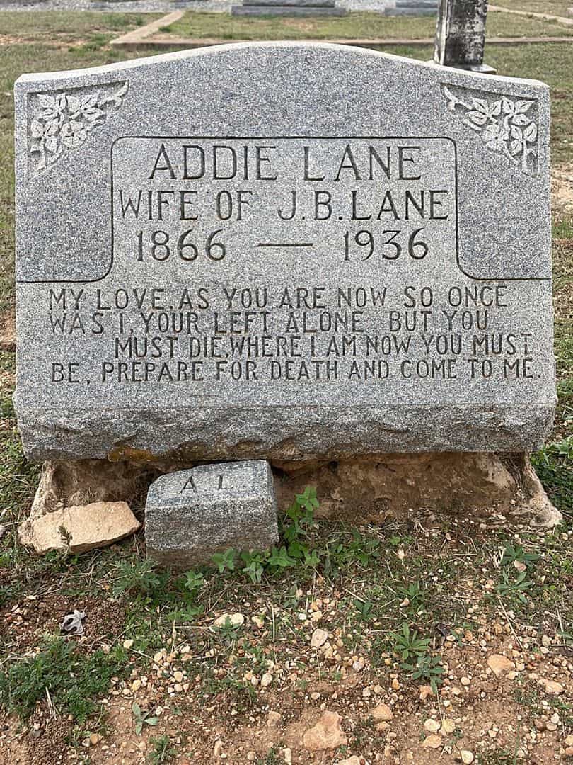 Addie Lane's grave. Photo 1
