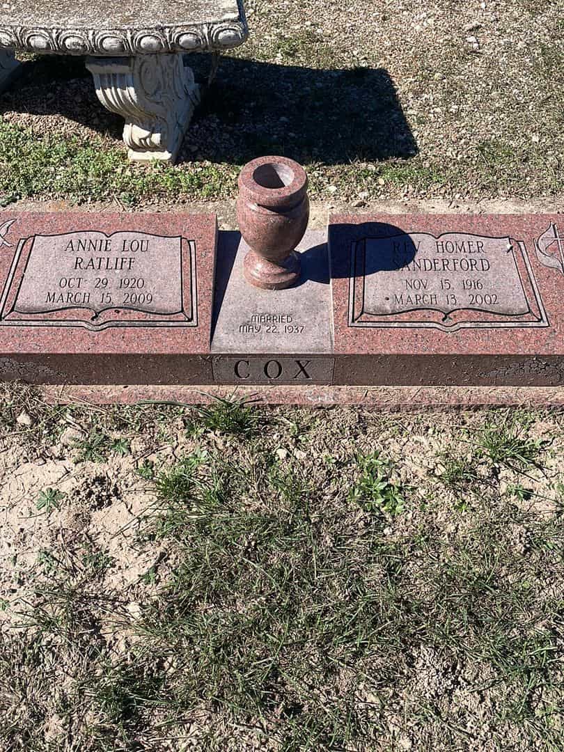 Reverend Homer Sanderford Cox's grave. Photo 1