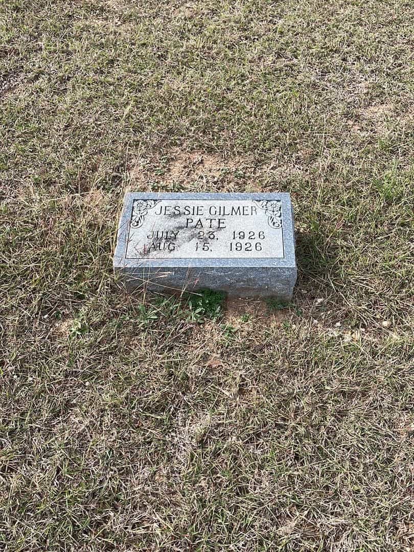 Jessie Gilmer Pate's grave. Photo 1